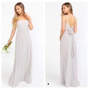 Show Me Your Mumu Lauren Tie Maxi In Dove Grey Chiffon NWT